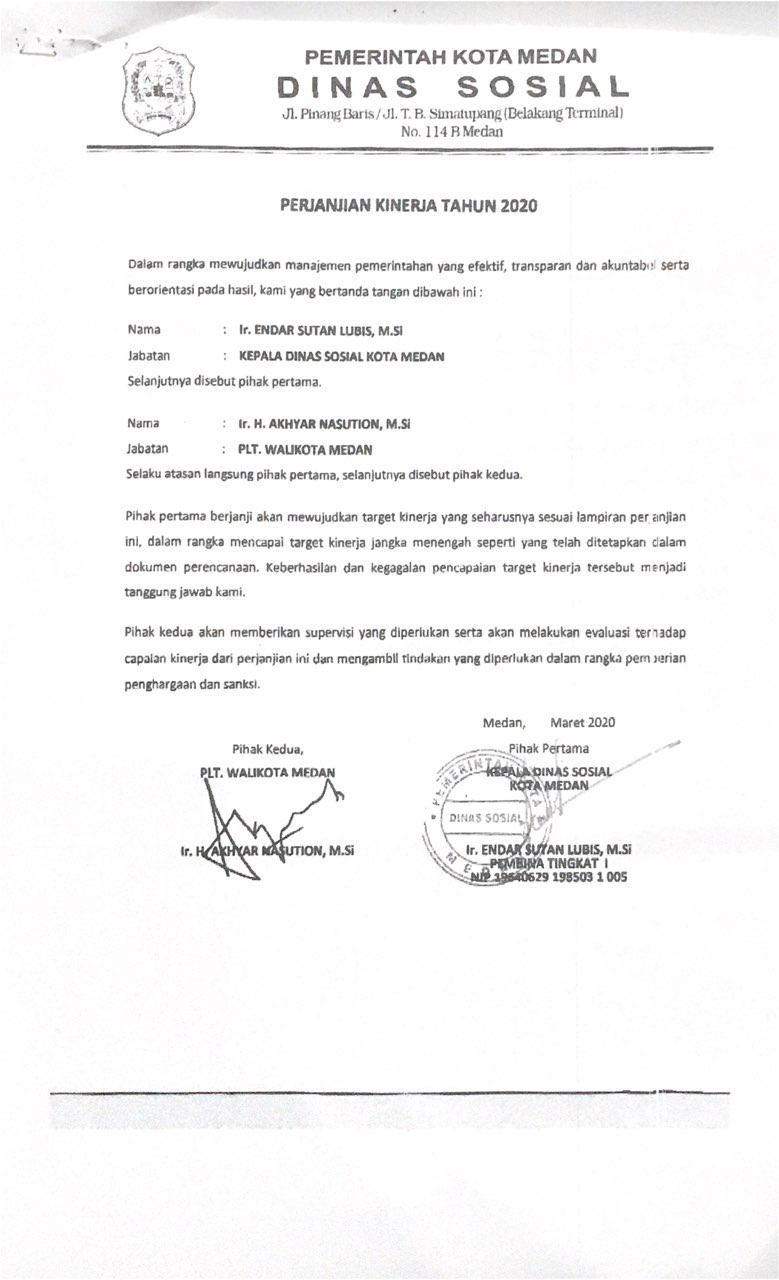 PERJANJIAN KINERJA Dinas Sosial Surat Perjanjian Kerja
